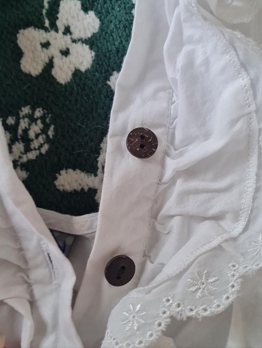 White Eyelet Ruffle Button Front Dress - Picture 2 of 5